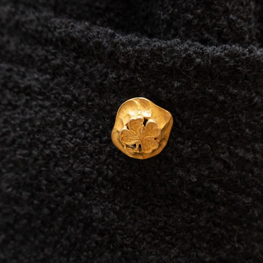 RARE Chanel Vintage S/S 1993 Circa Black Tweed Corset‎ with Gold Clover Buttons